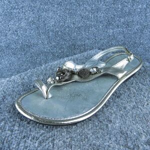 Frida Jewel Women Thong Sandal Shoes Size 6‎ Medium Silver Leather